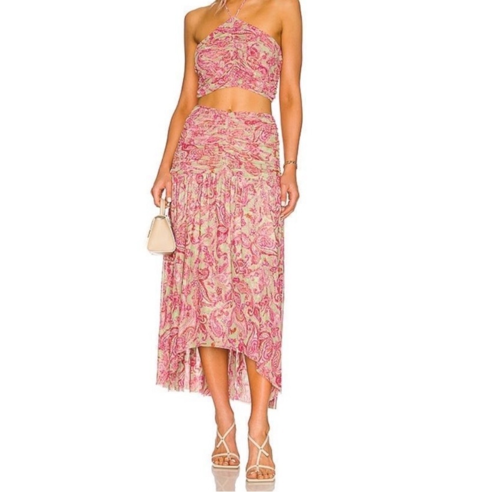 Misa Los Angeles Pink Paisley Skirt